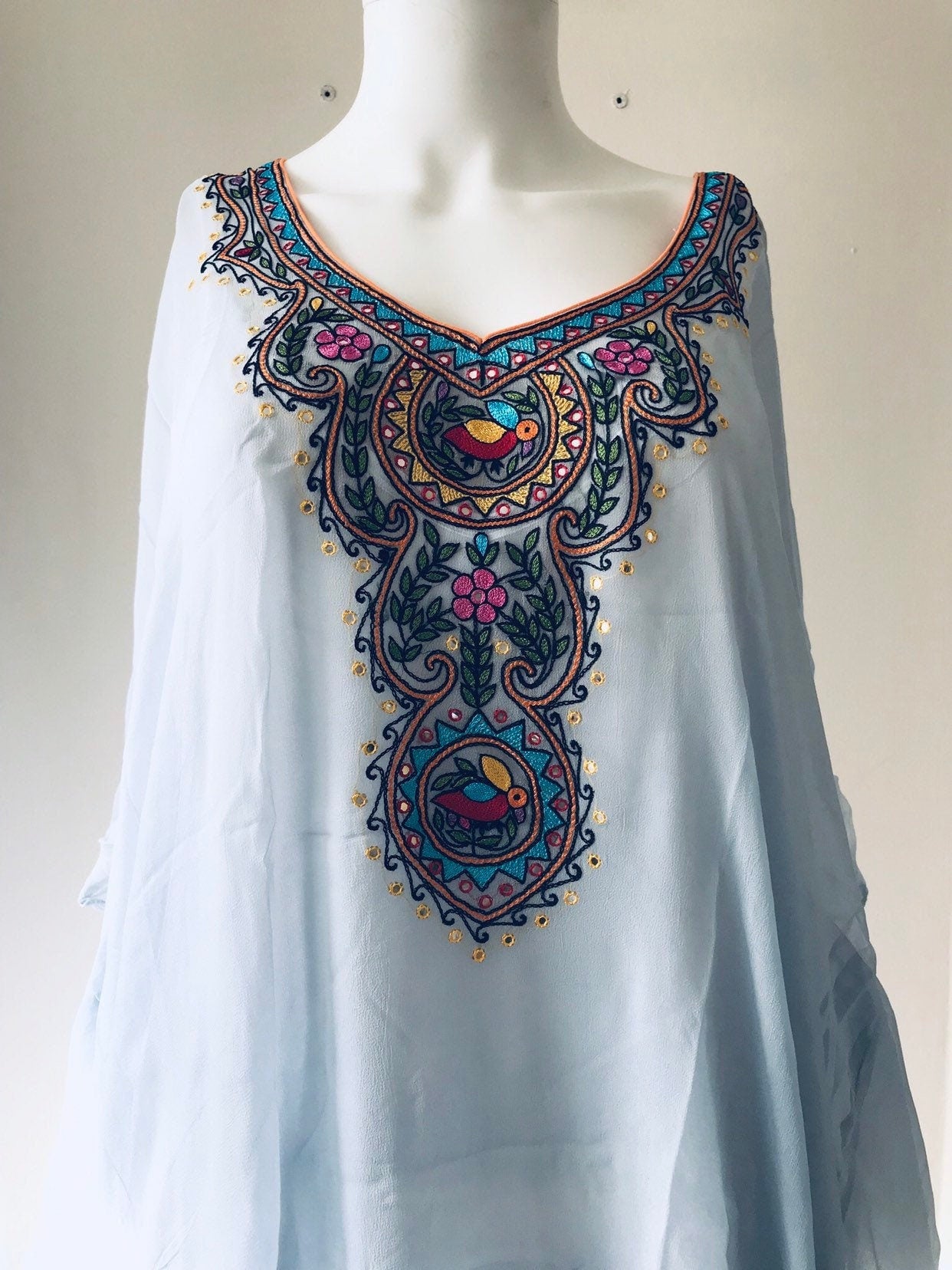 Embroidered Dress, Women Loungewear Kaftan, Boho Kaftan Dress, Mexican Dress