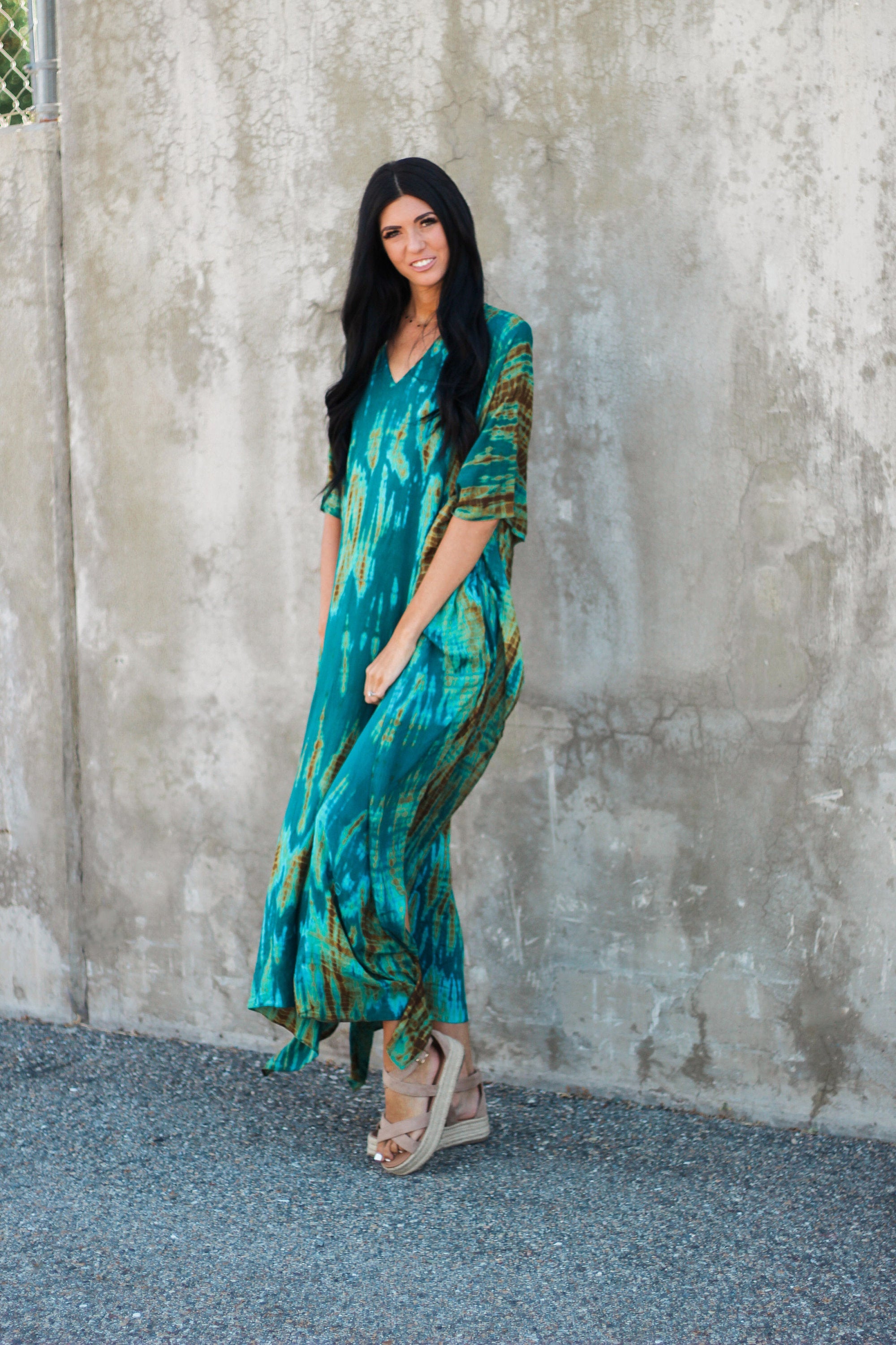 Teal green Kaftan Dress for women
