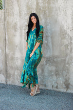 Load image into Gallery viewer, Teal green Kaftan Dress for women
