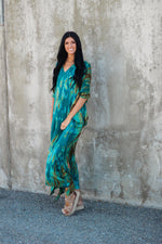 Load image into Gallery viewer, Teal green Kaftan Dress for women
