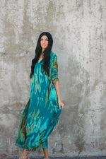 Load image into Gallery viewer, Teal Kaftan Dress for women
