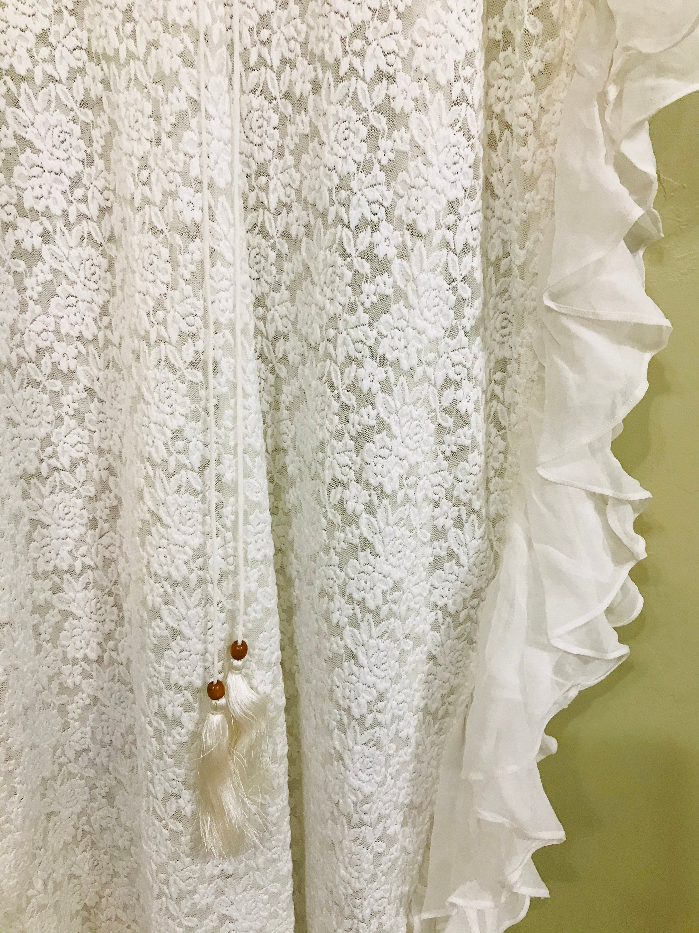 White Lace Up Kaftan Dress, Beach Wedding Dress, Bridal Lingerie, Boho Wedding Dress