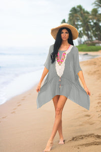 Tunic Dress For Women, Beach Cover Up, Summer Kaftan, Embroidered Kaftan
