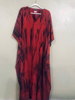 Load image into Gallery viewer, Red Tie Dye Kaftan Dress, Plus Size Kaftan Dress, Red Abaya Dress, Moroccan Kaftan Dress

