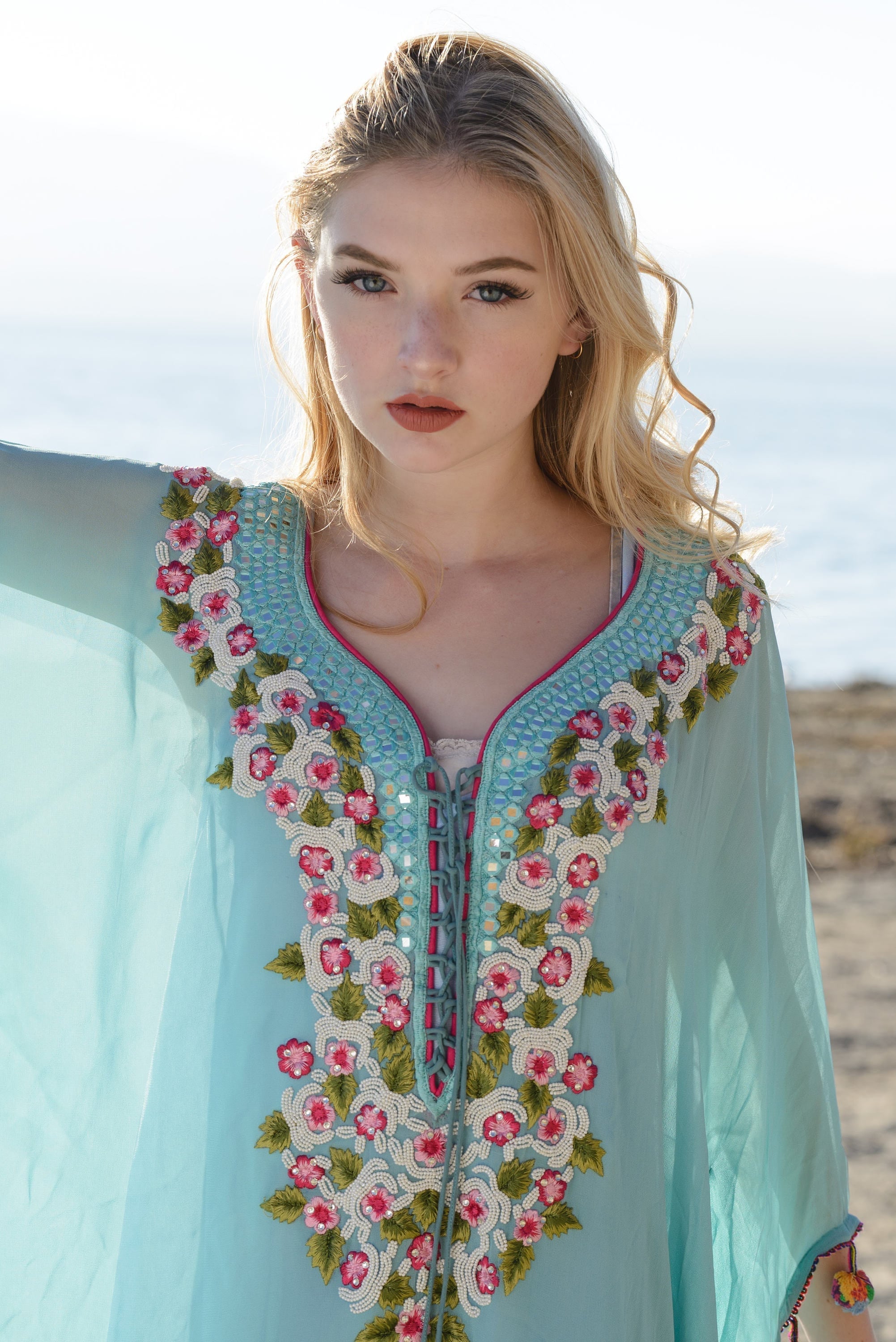 Embroidered Dress, Beach Cover Up, Summer Kaftan, Bohemian Kaftan