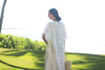 Load image into Gallery viewer, White Lace Up Kaftan Dress, Beach Wedding Dress, Bridal Lingerie, Boho Wedding Dress
