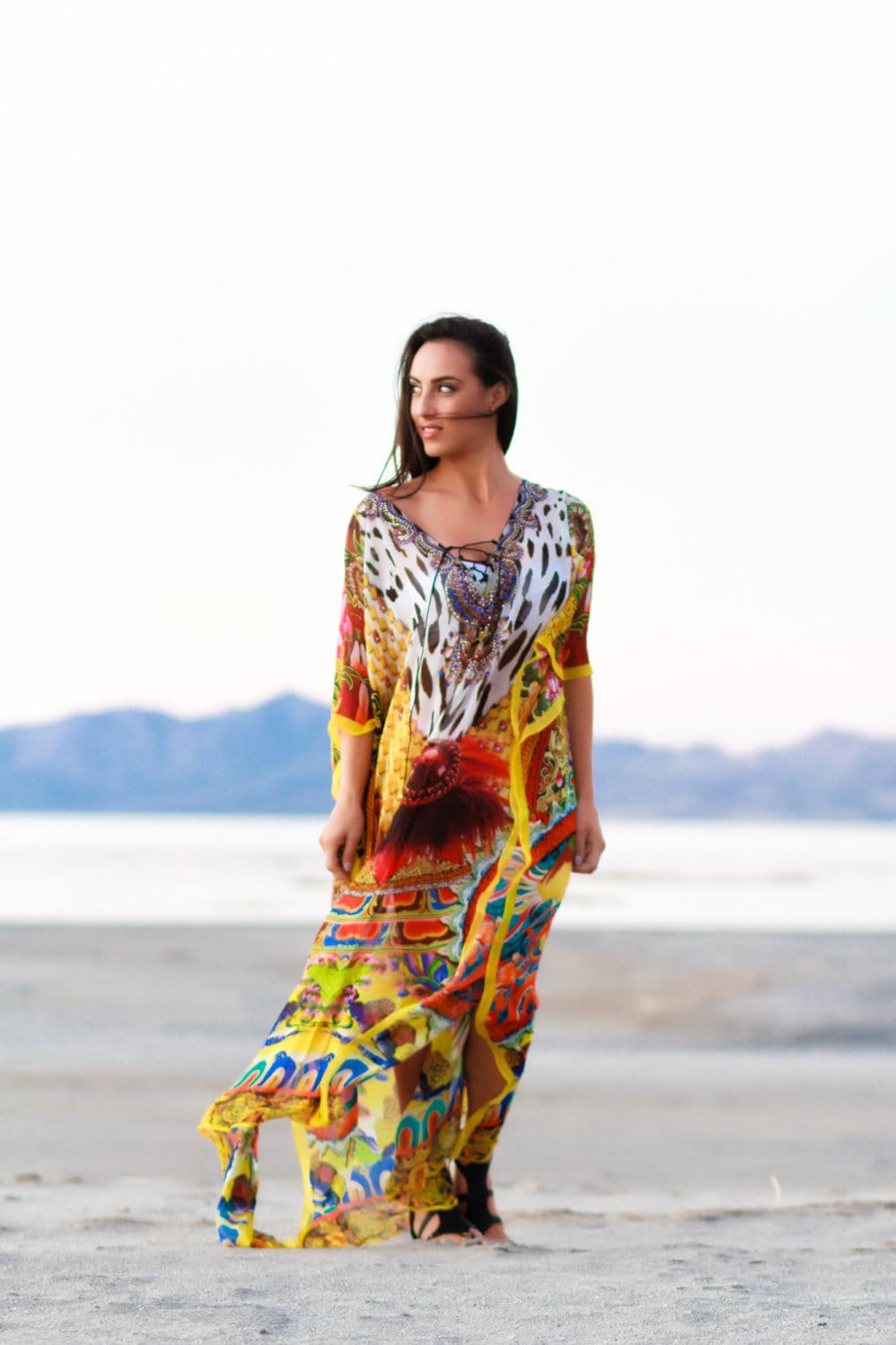 Animal Print Kaftan Dress, Plus Size Kaftan, Exotic Dress, Bohemian Dress