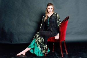 Women Silk Kaftan, Plus Size Silk Kaftan, Women Loungewear Caftan, Black Maxi Kaftan