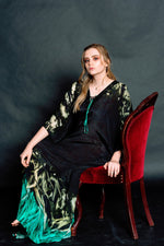 Load image into Gallery viewer, Women Silk Kaftan, Plus Size Silk Kaftan, Women Loungewear Caftan, Black Maxi Kaftan
