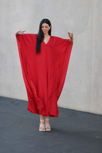Red Caftan Dress, Plus Size Kaftan Dress, House Lounge Kaftan, Long Kaftan for women