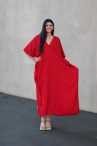 Red Caftan Dress, Plus Size Kaftan Dress, House Lounge Kaftan, Long Kaftan for women