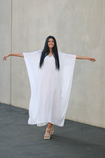 Load image into Gallery viewer, White Kaftan Dress, Plus Size Kaftan Dress, Cotton Caftan for women, Maternity Dress
