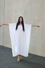 Load image into Gallery viewer, White Kaftan Dress, Plus Size Kaftan Dress, Cotton Caftan for women, Maternity Dress
