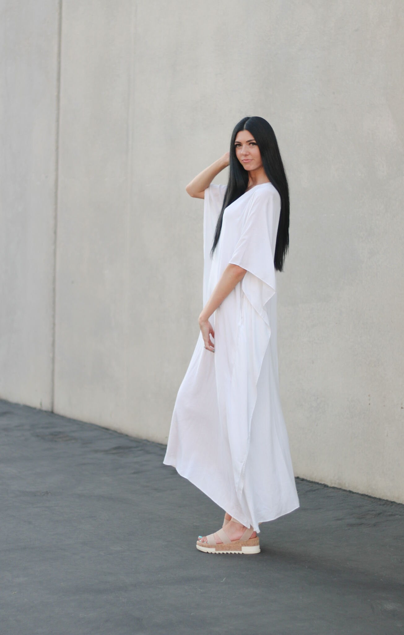 White Kaftan Dress, Plus Size Kaftan Dress, Cotton Caftan for women, Maternity Dress