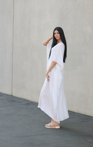 White Kaftan Dress, Plus Size Kaftan Dress, Cotton Caftan for women, Maternity Dress