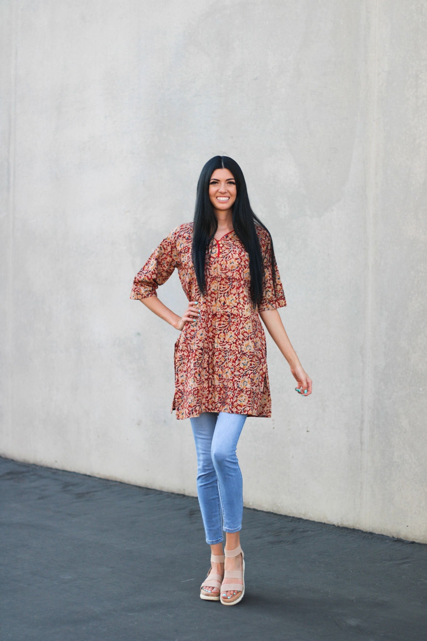 Bohemian Kurti, Kalamkari Kurti, Gypsy Tunic Top, Boho Tunic Top