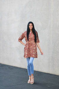 Bohemian Kurti, Kalamkari Kurti, Gypsy Tunic Top, Boho Tunic Top