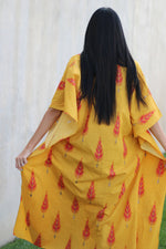 Load image into Gallery viewer, Yellow Cotton Kaftan Dress, Cotton Maxi Dress, Cotton Kaftan for Women, Plus Size Cotton Kaftan
