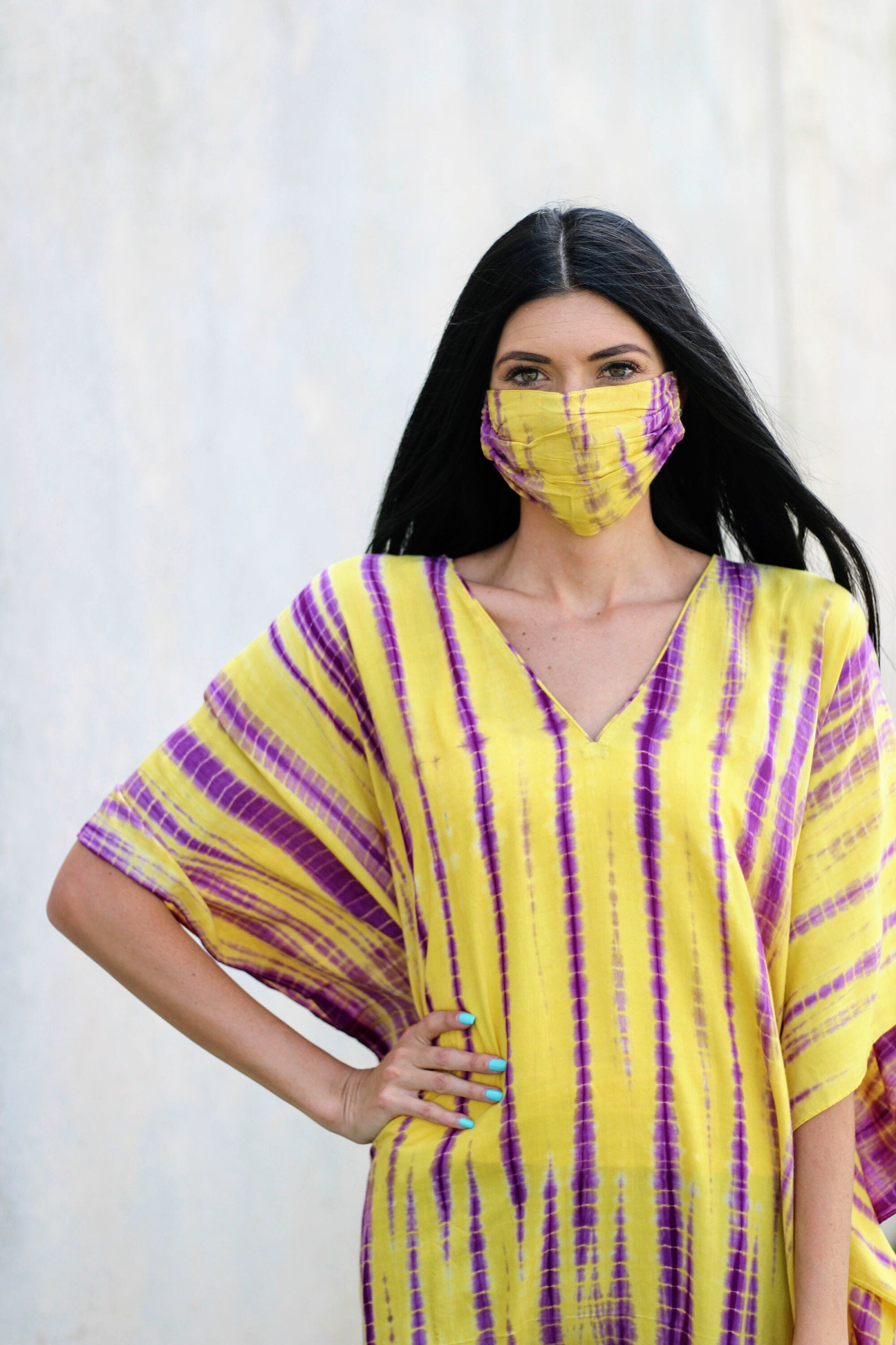 Maternity Hospital Gown, Women Kaftan Dress, Yellow Maxi Dress, Tie Dyed Caftan