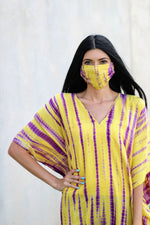 Load image into Gallery viewer, Maternity Hospital Gown, Women Kaftan Dress, Yellow Maxi Dress, Tie Dyed Caftan
