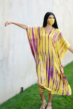 Load image into Gallery viewer, Maternity Hospital Gown, Women Kaftan Dress, Yellow Maxi Dress, Tie Dyed Caftan
