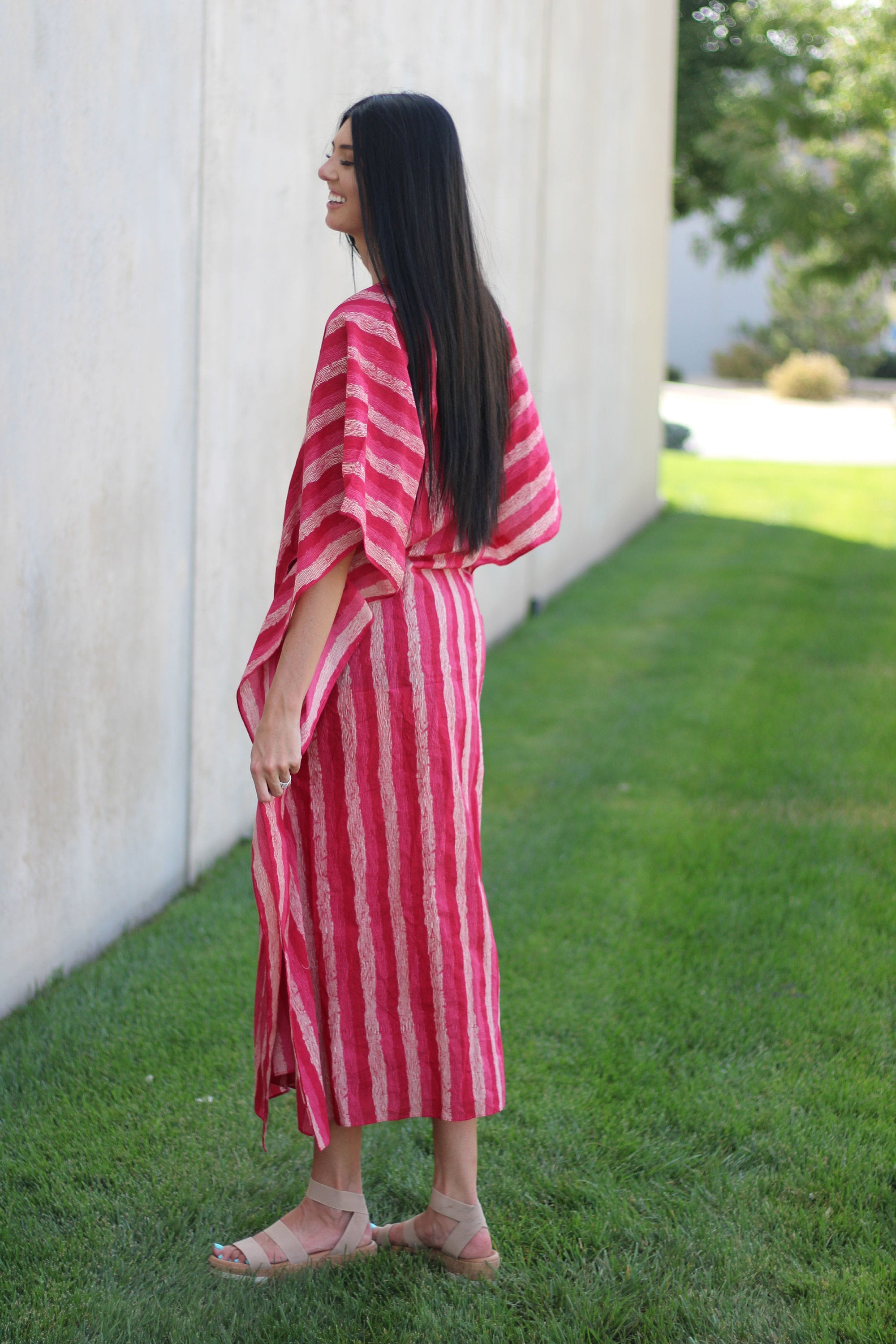 Handmade Cotton Kaftan, Caftan For Women, Pink Cotton Caftan, Plus Size Cotton Caftan
