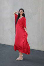 Load image into Gallery viewer, Red Caftan Dress, Plus Size Kaftan Dress, House Lounge Kaftan, Long Kaftan for women
