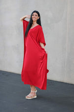 Load image into Gallery viewer, Red Caftan Dress, Plus Size Kaftan Dress, House Lounge Kaftan, Long Kaftan for women
