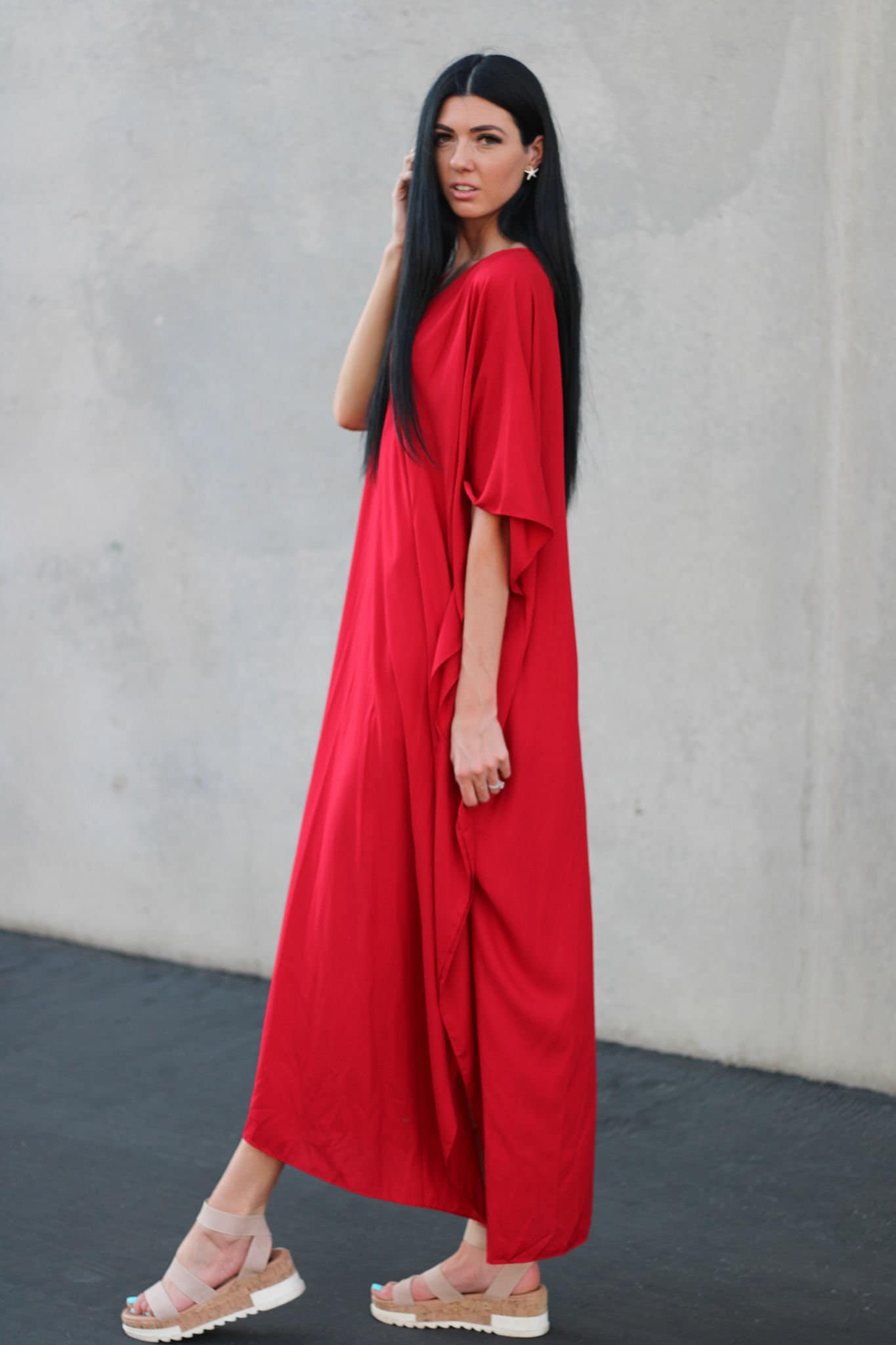 Red Caftan Dress, Plus Size Kaftan Dress, House Lounge Kaftan, Long Kaftan for women