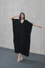 Load image into Gallery viewer, Black caftan dress for plus sizes
