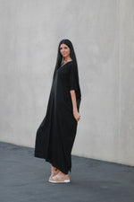 Load image into Gallery viewer, Black caftan dress for plus sizes
