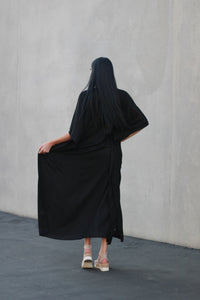 Black caftan dress for plus sizes