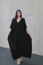 Load image into Gallery viewer, Black caftan dress for plus sizes

