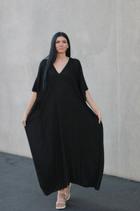 Black caftan dress for plus sizes