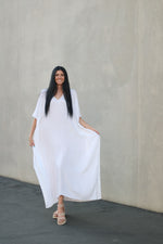 Load image into Gallery viewer, White Kaftan Dress, Plus Size Kaftan Dress, Cotton Caftan for women, Maternity Dress
