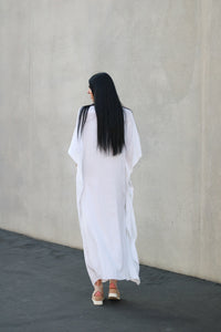 White Kaftan Dress, Plus Size Kaftan Dress, Cotton Caftan for women, Maternity Dress