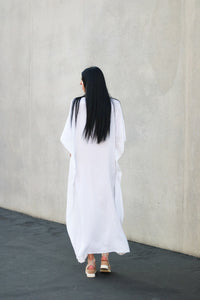 White Kaftan Dress, Plus Size Kaftan Dress, Cotton Caftan for women, Maternity Dress