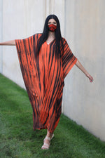Load image into Gallery viewer, Women Tie Dyed Caftan, Maternity Dress, House Lounge Kaftan, Tie Dyed Abaya Dress
