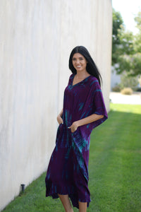 Hand Tie Dyed Kaftan, Plus Size Caftan Dress, Beige Maternity Dress, House Lounge Kaftan