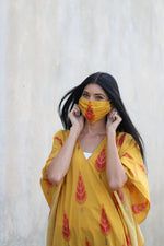 Load image into Gallery viewer, Yellow Cotton Kaftan Dress, Cotton Maxi Dress, Cotton Kaftan for Women, Plus Size Cotton Kaftan
