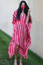 Load image into Gallery viewer, Handmade Cotton Kaftan, Caftan For Women, Pink Cotton Caftan, Plus Size Cotton Caftan

