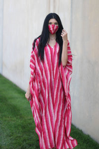 Handmade Cotton Kaftan, Caftan For Women, Pink Cotton Caftan, Plus Size Cotton Caftan