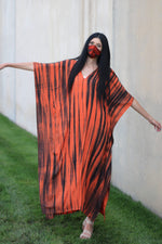 Load image into Gallery viewer, Women Tie Dyed Caftan, Maternity Dress, House Lounge Kaftan, Tie Dyed Abaya Dress
