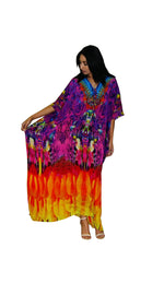 Load image into Gallery viewer, Women Silk Dress, Long Printed Kaftan Dress, Kaftan Maxi Dress, Kaftan For Women
