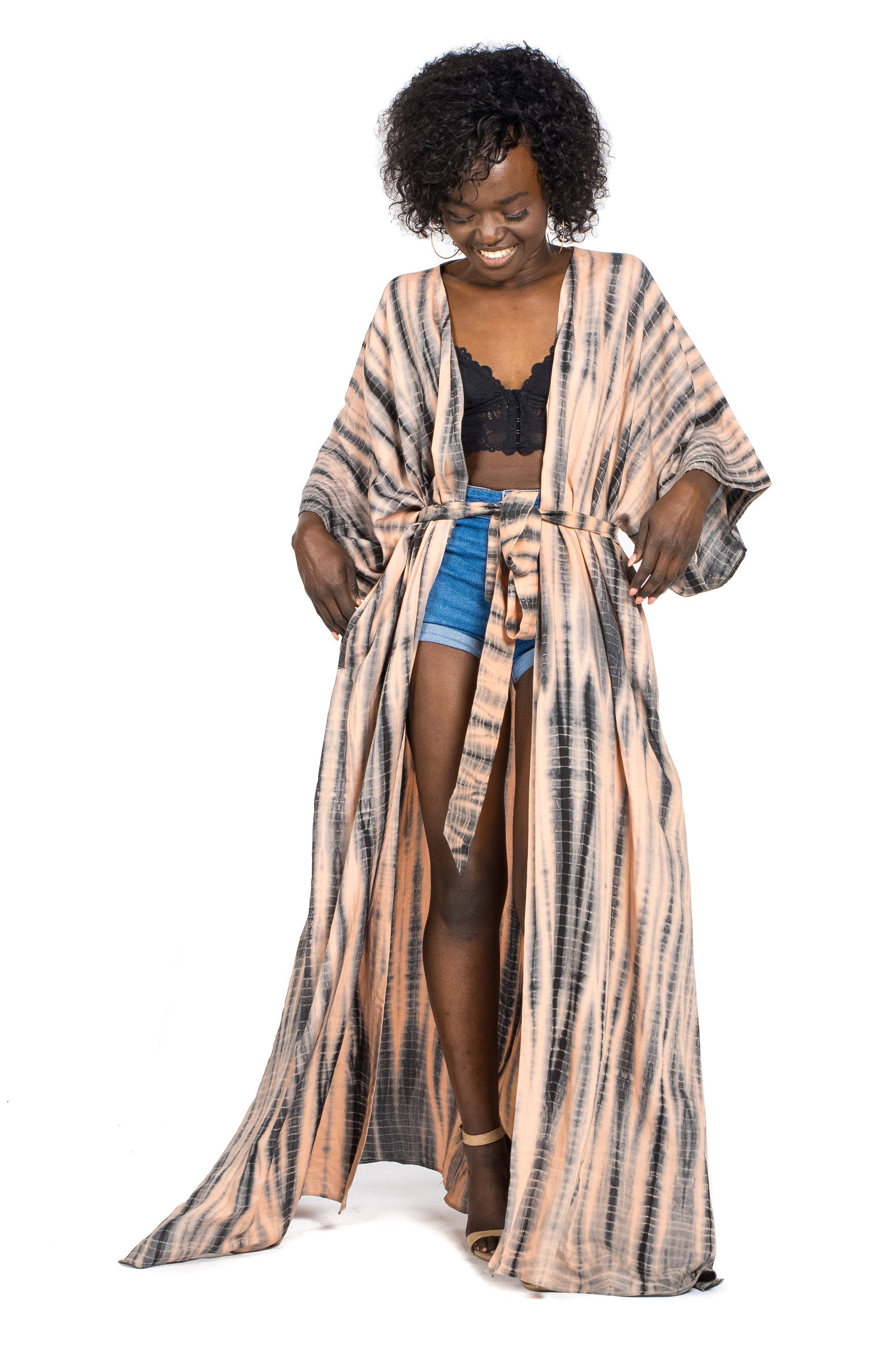 Hand Tie Dyed Kimono, Tie Dye Kimono, House Lounge Kaftan, Kaftan for Women
