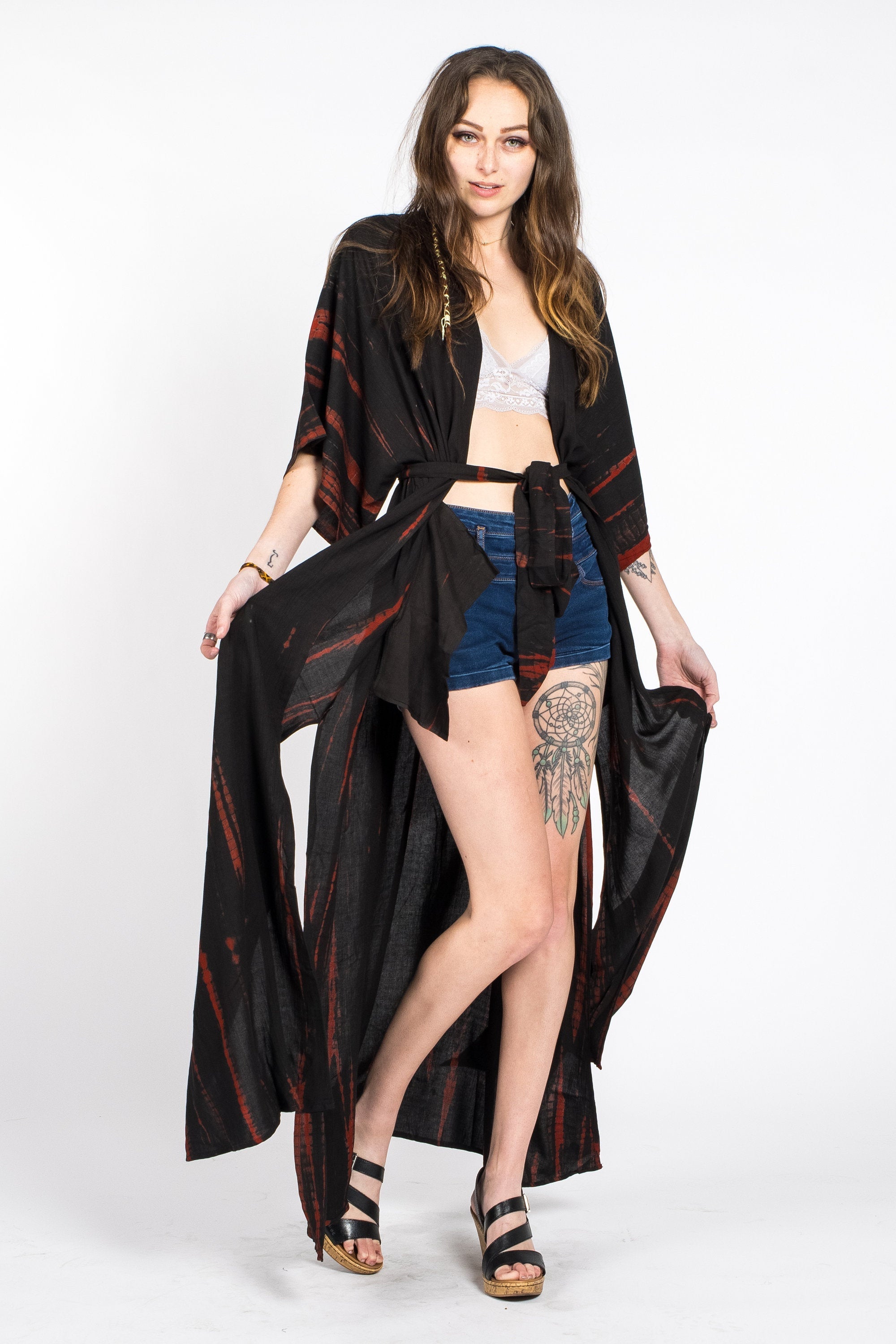 Tie Dyed Kimono, Black Kaftan Dress, Black, Long Kaftan For Women, House Lounge Kaftan