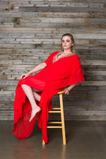 Load image into Gallery viewer, Red Embroidered Dress, Moroccan Kaftan For Women, White Caftan Dress, Plus Size Kaftan Dress
