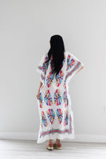 Load image into Gallery viewer, white lounge caftan dress for women
