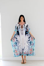 Load image into Gallery viewer, Tribal Kaftan Dress, Plus Size Kaftan Dress, Embellished Kaftan, Oriental Caftan
