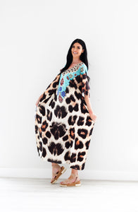 Animal print caftan dress for women of all sizes